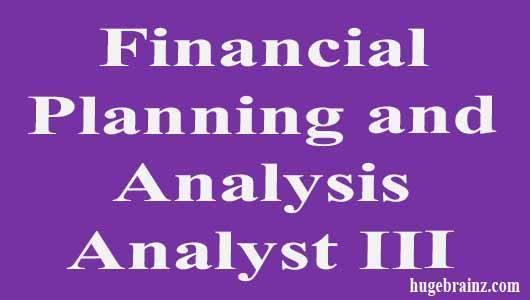 Financial Planning and Analysis Analyst III